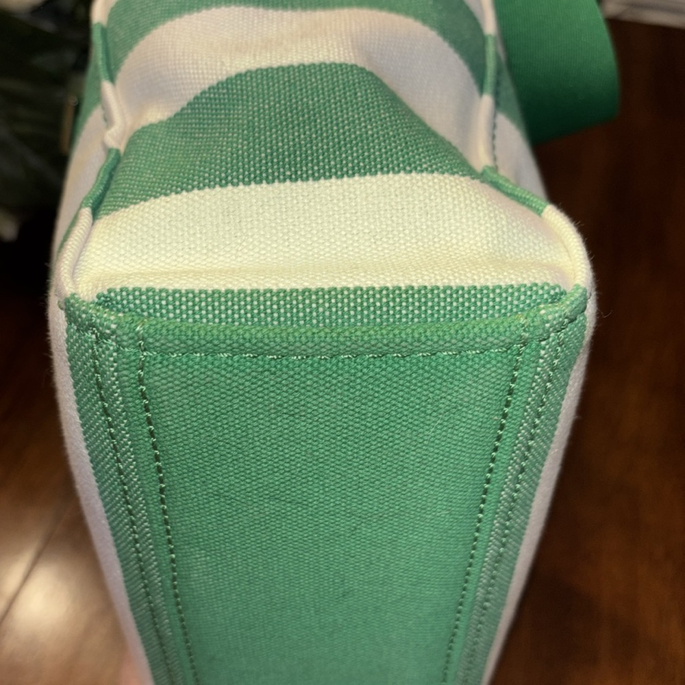 Kate Spade Canvas Jett Beach Time 2 Way Tote Green/White NWT - Picture 5 of 11